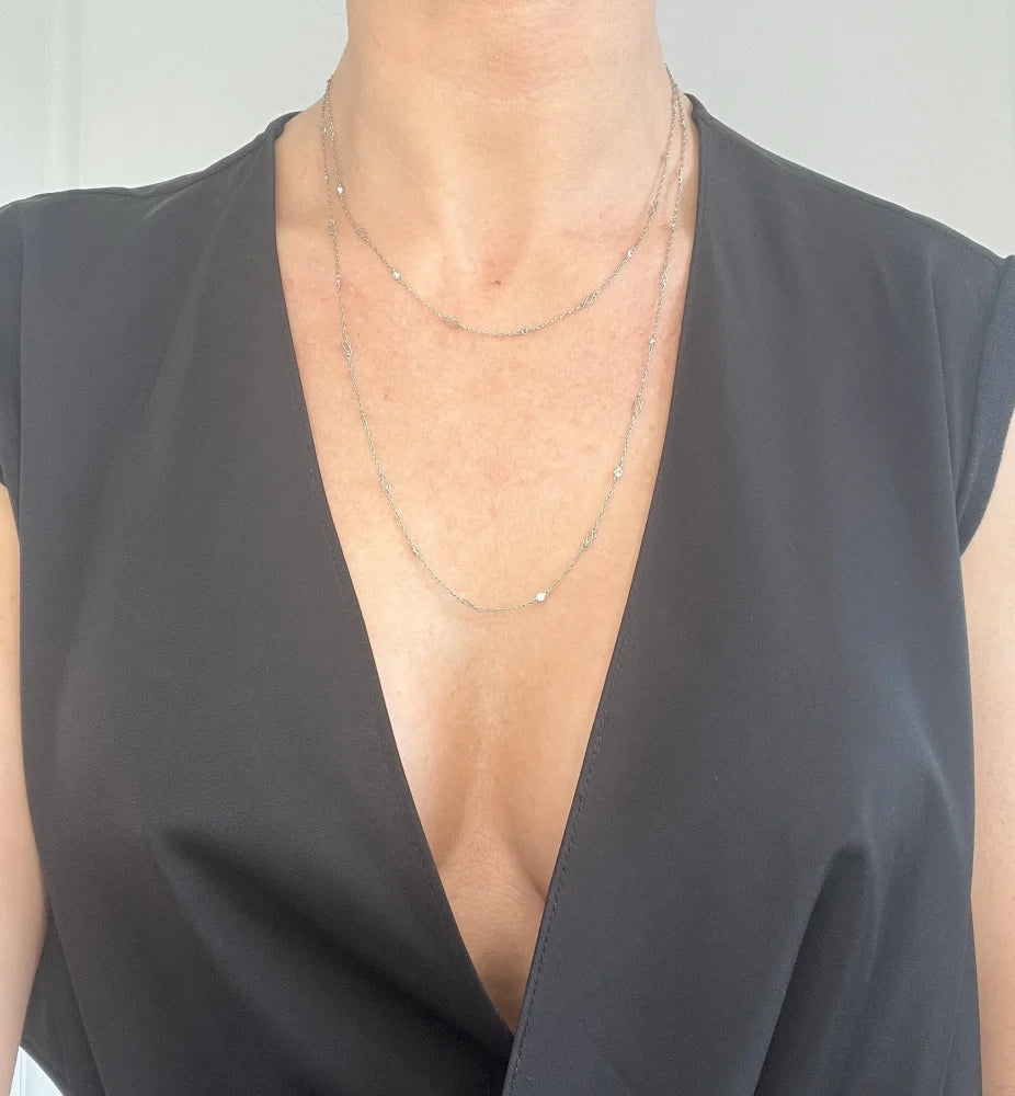 Antique Diamond Half Guard Trace Link Chain In Platinum