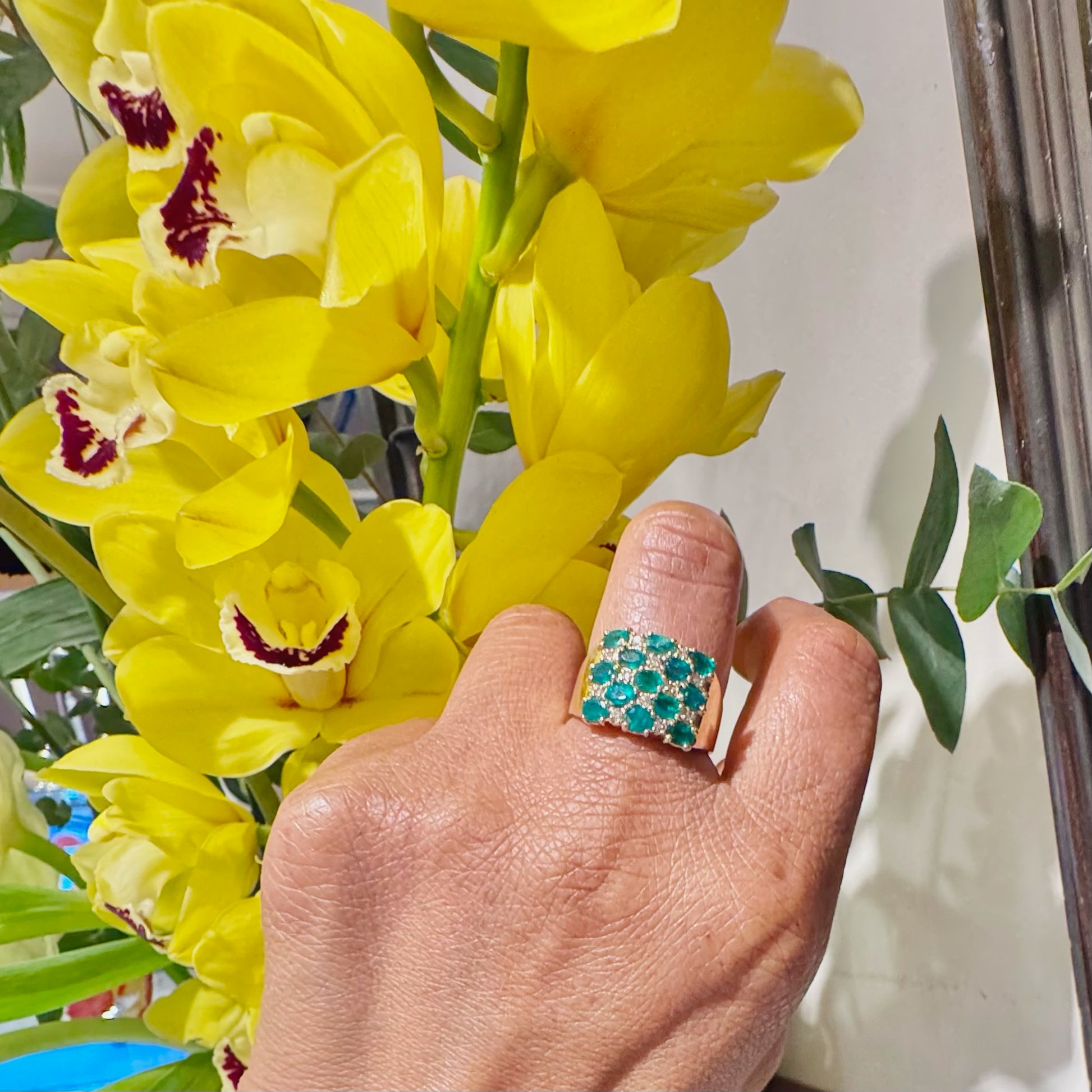 Diamond Emerald 18k Harem Ring 17070-9106