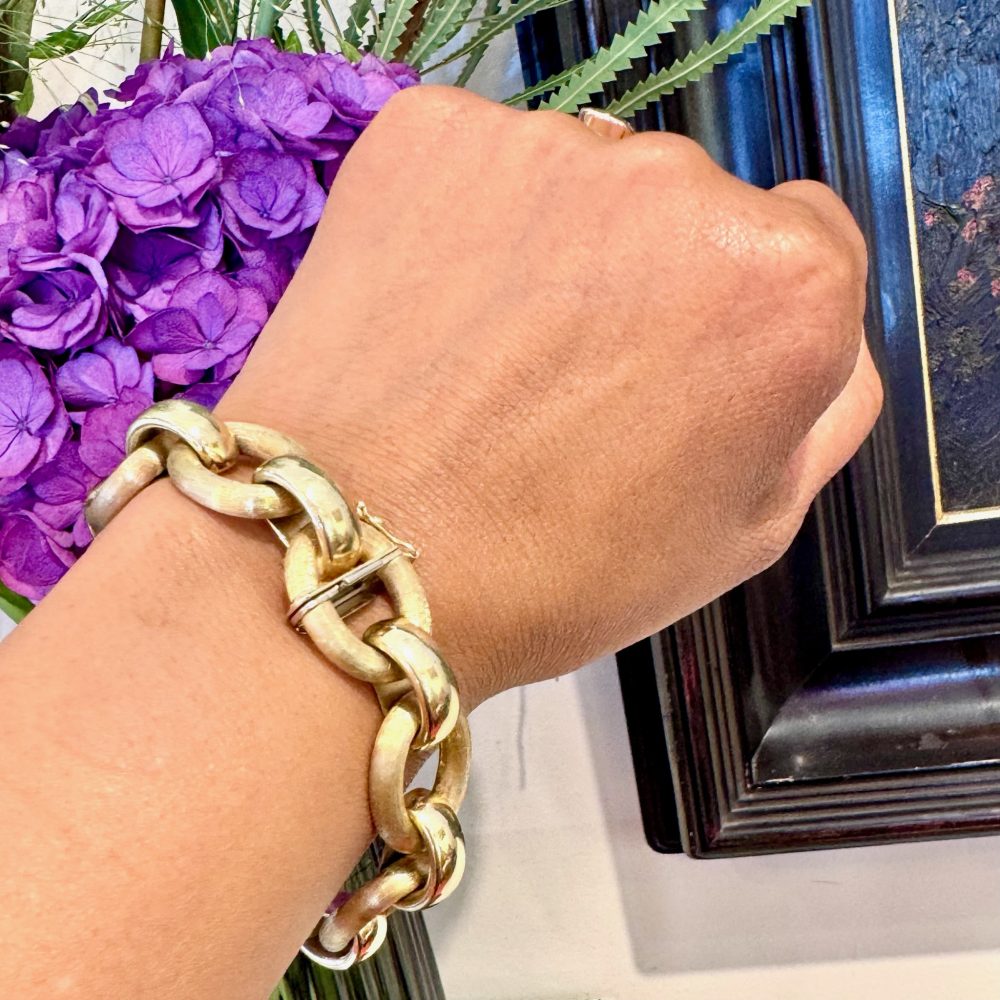 Vintage 14 Carat Yellow Gold Fancy Cable Link Bracelet