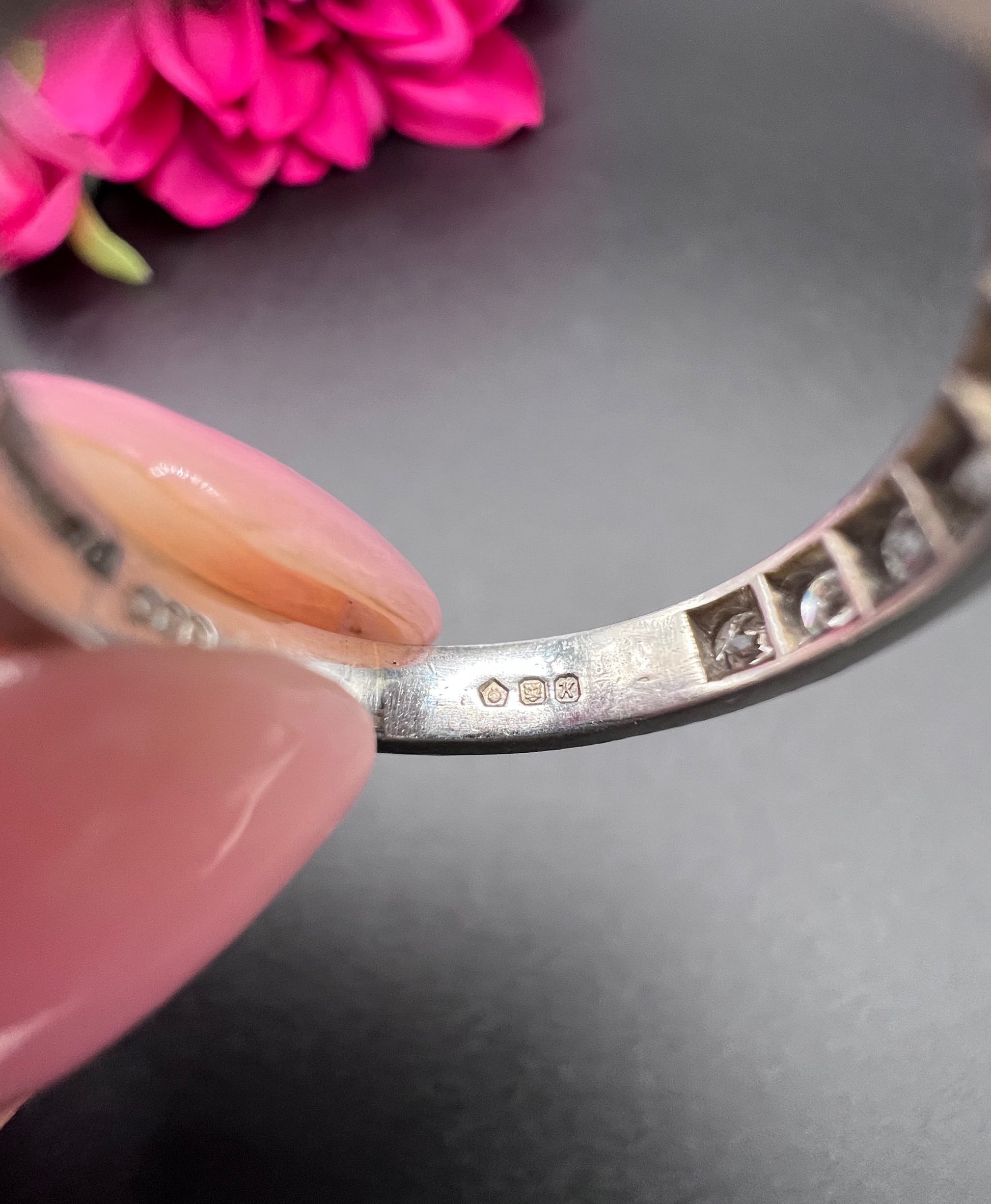 Vintage Platinum Diamond Half Eternity Ring, Hallmarked London 1984