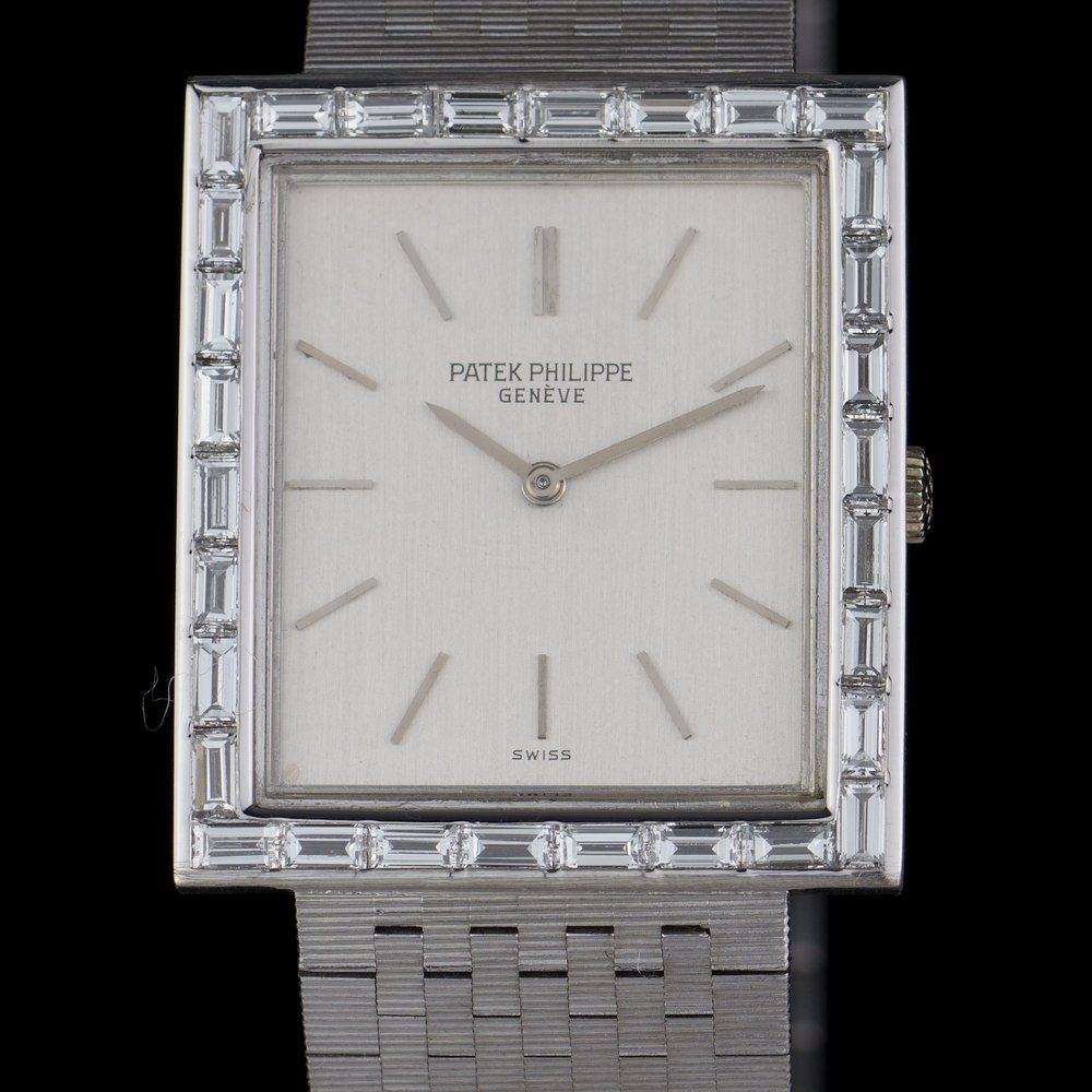 Vintage Patek Philippe 18ct White Gold Watch with Baguette Diamonds