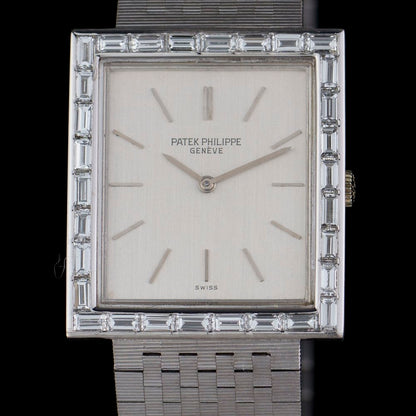 Vintage Patek Philippe 18ct White Gold Watch with Baguette Diamonds