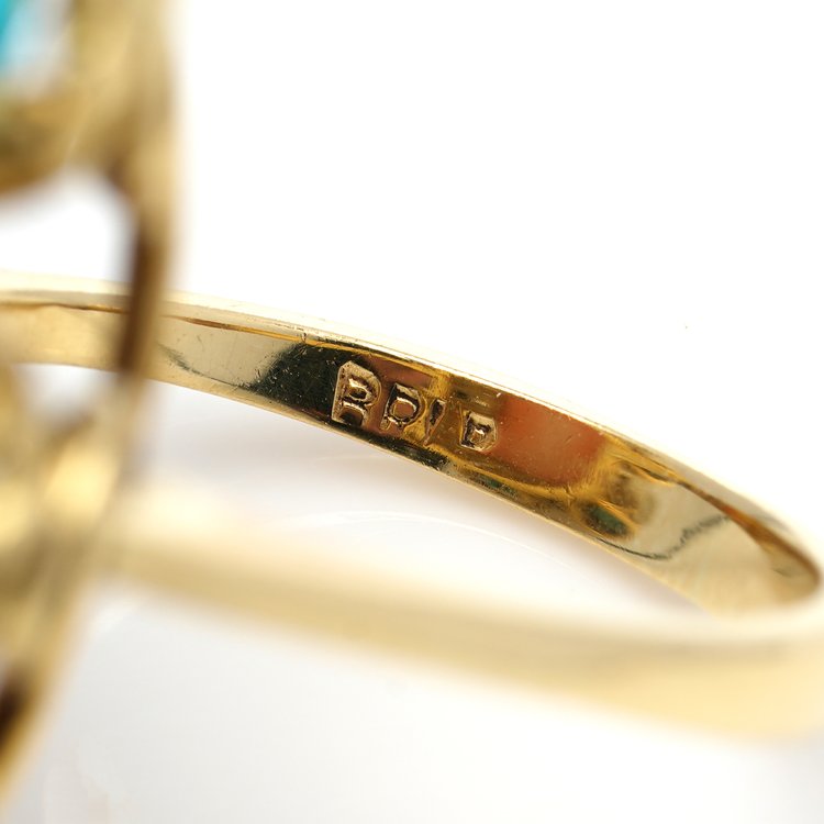 Ben Rosenfeld Angel Skin Coral, Turquoise and Diamond Cluster Ring