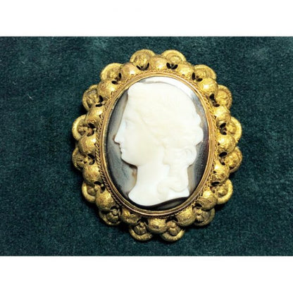 Antique Victorian Cameo Brooch Pendant, Circa 1875