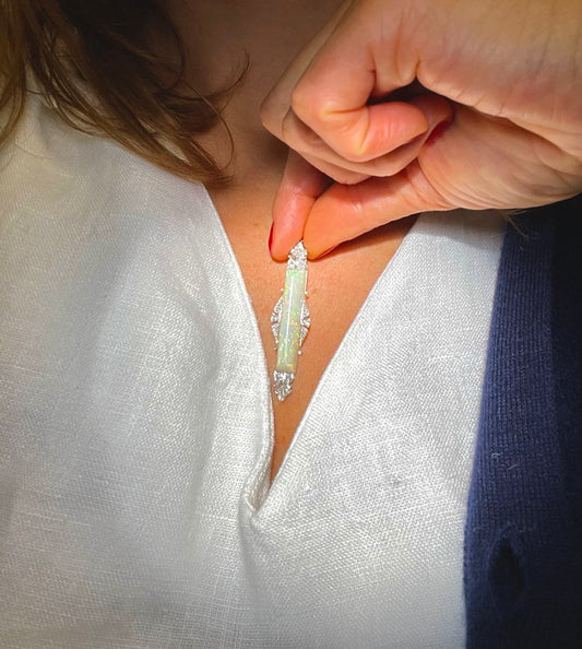 Vintage Opal and Diamond Pendant Brooch