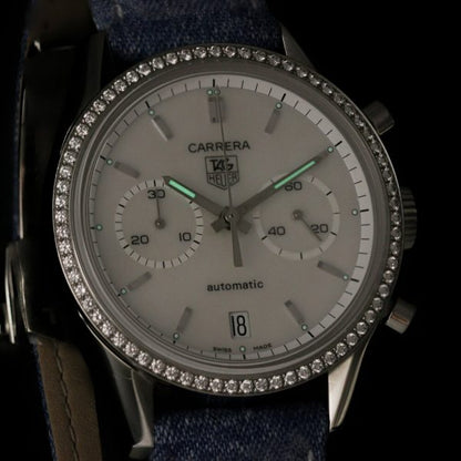 Tag Heuer Carrera 39mm Steel Automatic Watch with Diamond Set Bezel