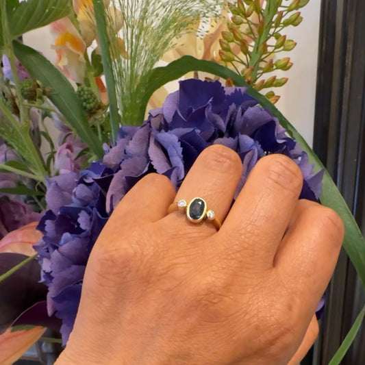Diamond Sapphire 18k Trilogy Ring 17504-9215