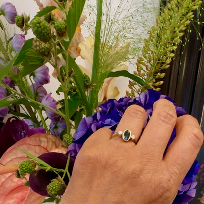 Diamond Sapphire 18k Trilogy Ring 17504-9215