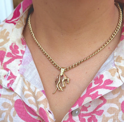 Diamond 14 Carat Gold "Hanging Panther" Pendant