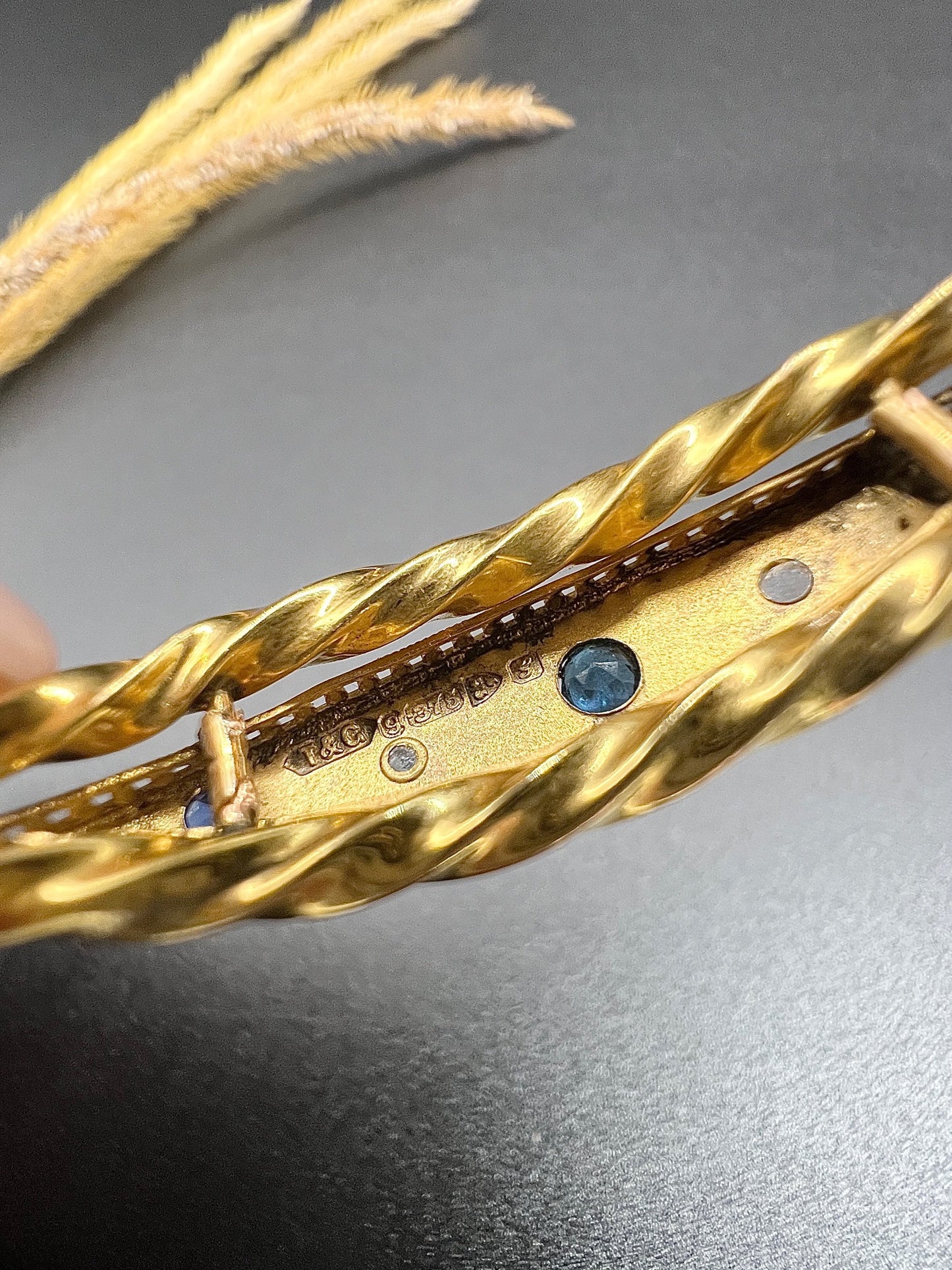 Antique 9 ct Yellow Gold, Edwardian Star Set Sapphire And Diamond Bangle