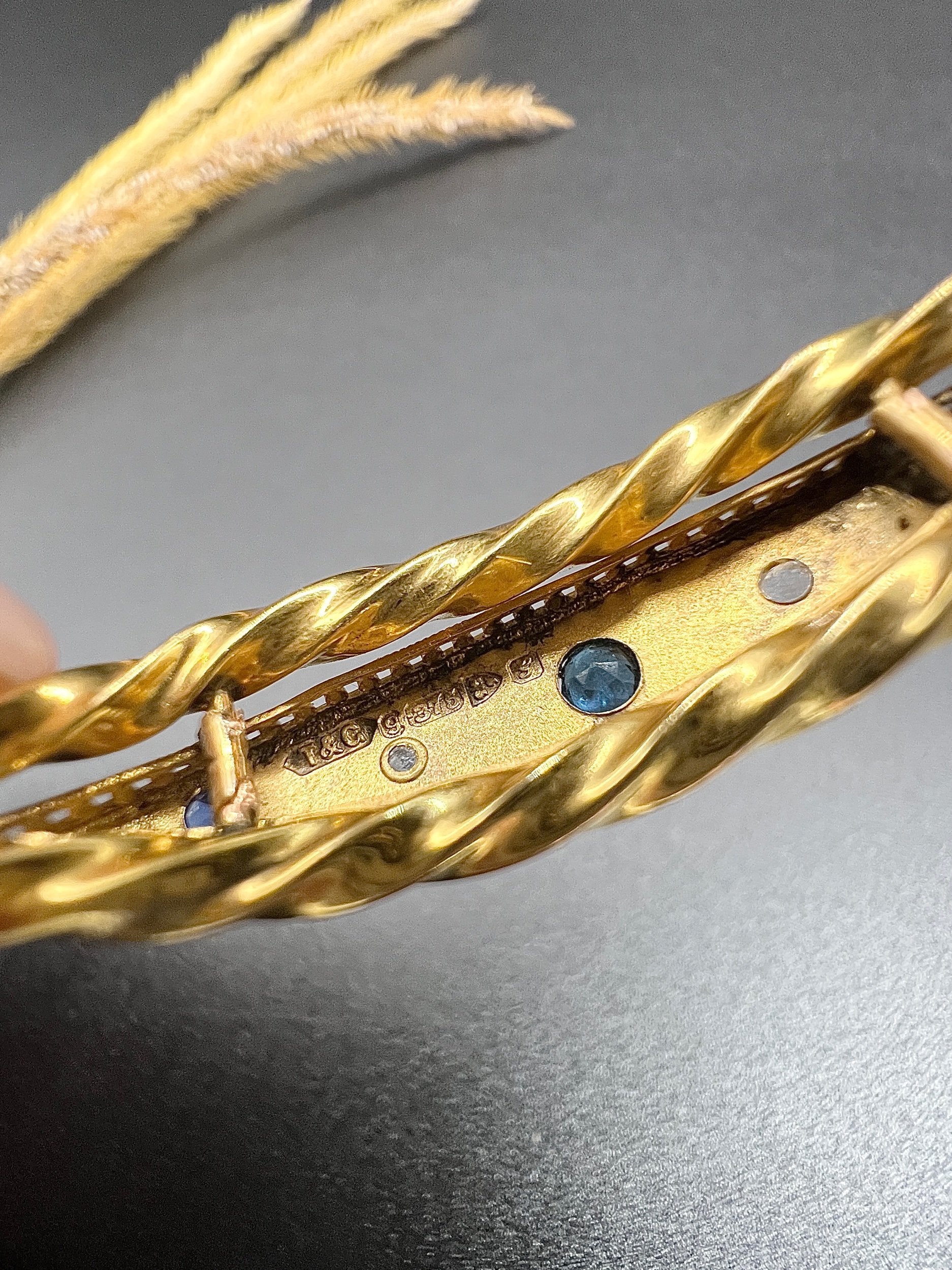 Antique 9 ct Yellow Gold, Edwardian Star Set Sapphire And Diamond Bangle