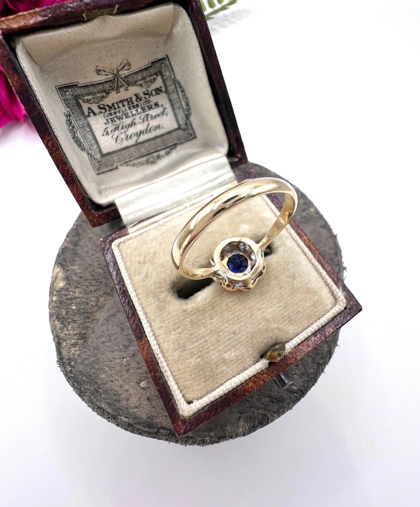 Antique 18 ct Yellow Gold And Platinum, Edwardian Sapphire And Diamond Daisy Cluster Ring