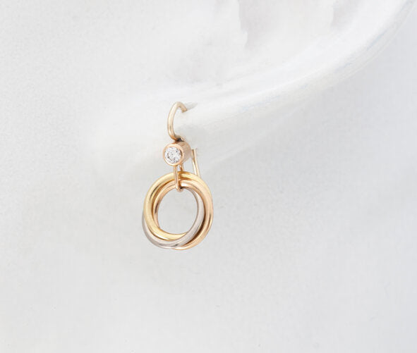 Cartier Trinity 18ct Gold Hoop Drop Earrings with Diamonds, Circa 1990s