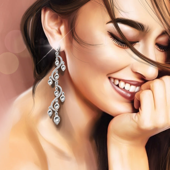 Contemporary Diamond Drop Earrings, 4.21 carats