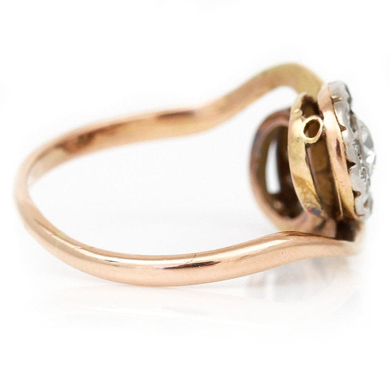 Antique Double Diamond Cluster Toi et Moi Ring