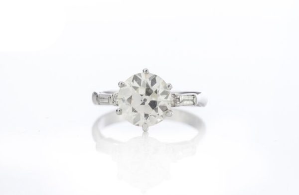 Art Deco Diamond and Platinum Engagement Ring, 3.02 Carats