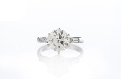 Art Deco Diamond and Platinum Engagement Ring, 3.02 Carats