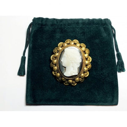 Antique Victorian Cameo Brooch Pendant, Circa 1875