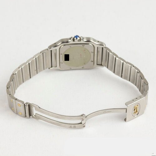 Cartier Santos Galbée 29mm Steel and Gold Quartz Square Watch, on a stainless steel and yellow gold bracelet, with a stainless steel single deployment clasp