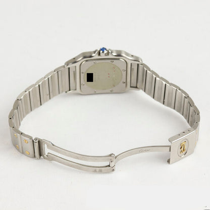 Cartier Santos Galbée 29mm Steel and Gold Quartz Square Watch, on a stainless steel and yellow gold bracelet, with a stainless steel single deployment clasp