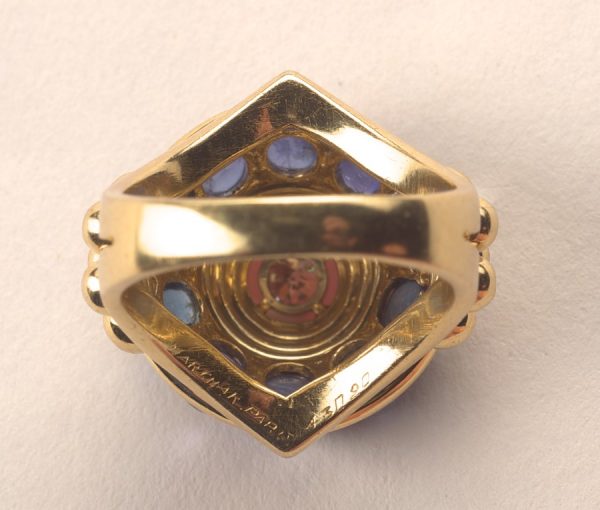 Vintage Marchak Sapphire, Diamond and 18ct Gold Turban Dress Ring, Signed and Numbered: Marchak, Paris