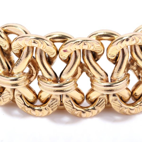Antique French 18ct Yellow Gold Fancy Link Bracelet