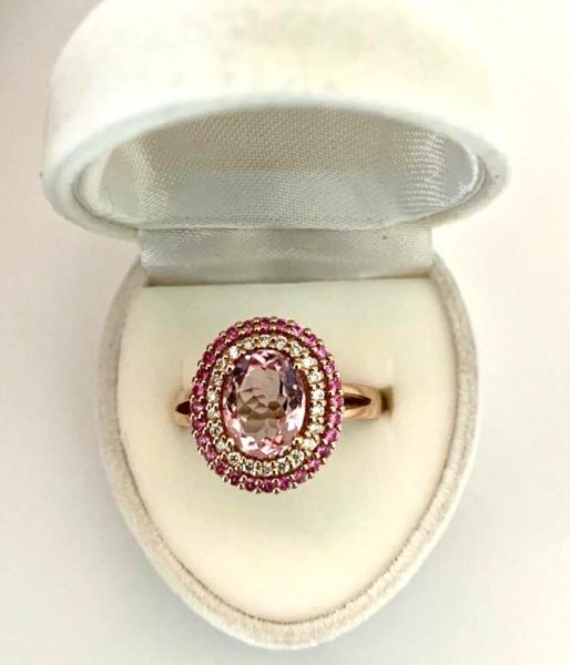 Morganite and pink sapphire ring 1