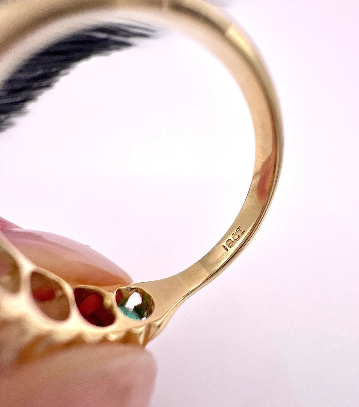 Antique Victorian ADORE Acrostic Ring 18ct Gold with Amethyst Diamond Opal Ruby Emerald