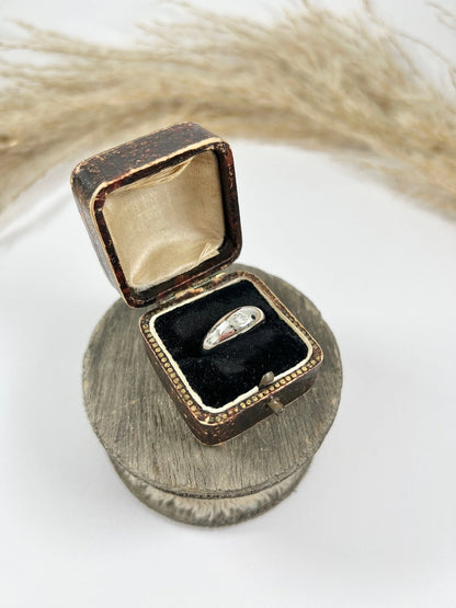 Antique 18ct White Gold, 1920s French Stamped, Dome Shaped Diamond Band Ring