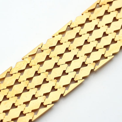 Vintage Italian Retro 18ct Gold Geometric Wide Cuff Bracelet 1940s 1950s 1960s