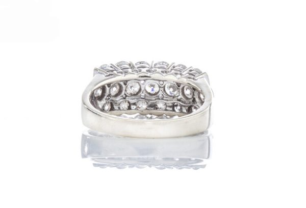 Vintage 3.80ct Diamond Dress Ring; set with three horizontal rows of brilliant cut diamonds, 3.80 carat total, 18ct white gold, Circa 1970's.
