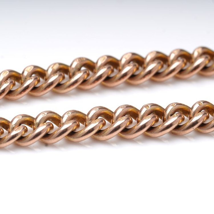 Antique Victorian Rose Gold Albert Chain Necklace with Coin Pendant