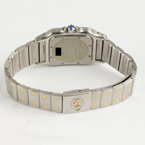 Cartier Santos Galbée 29mm Steel and Gold Quartz Square Watch, on a stainless steel and yellow gold bracelet, with a stainless steel single deployment clasp