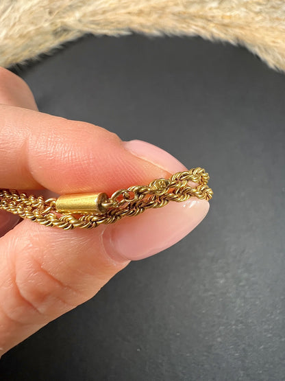 Antique 15ct Yellow Gold, Victorian 18 Inch Solid Rope Link Chain with Barrel and Torpedo Clasp