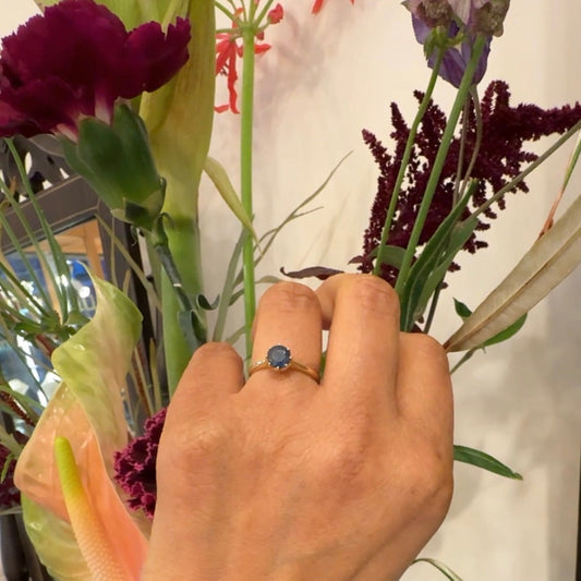 New 9 Carat Yellow Gold Sapphire Solitaire Ring, 0.75 Carat