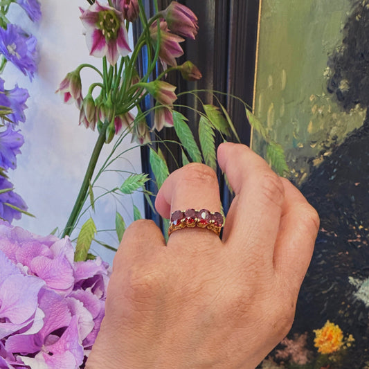 Garnet 20ct Row Ring