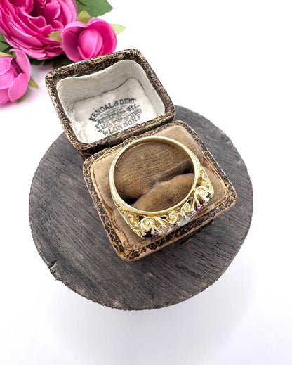 Victorian 18 Carat Gold ADORE Amethyst, Diamond, Opal, Ruby and Emerald Ring