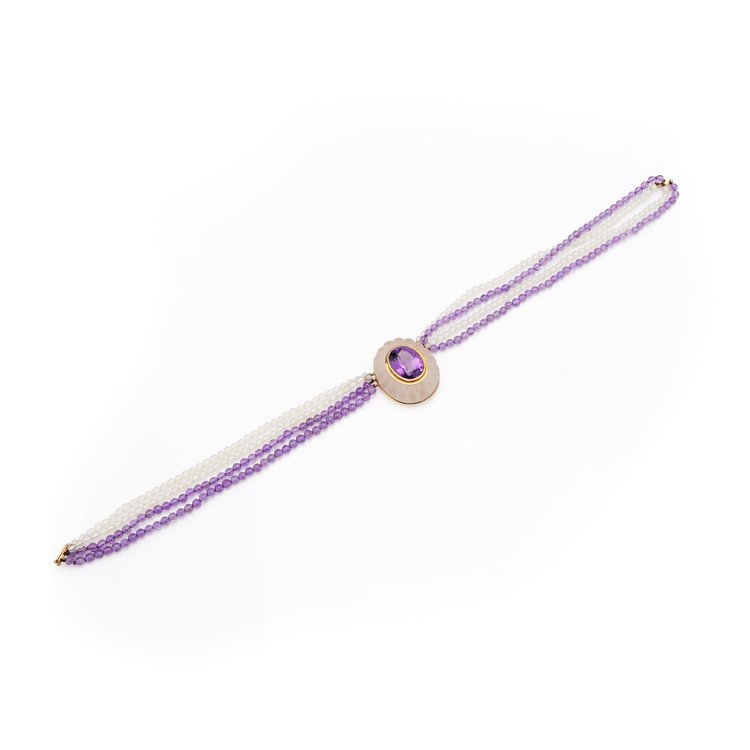 Vintage 24ct Amethyst and Rock Crystal Necklace