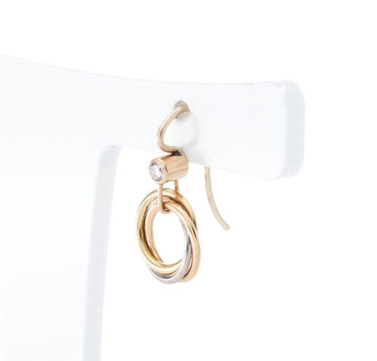 Cartier Trinity 18ct Gold Hoop Drop Earrings, with Diamonds, French fittings, Circa 1990's