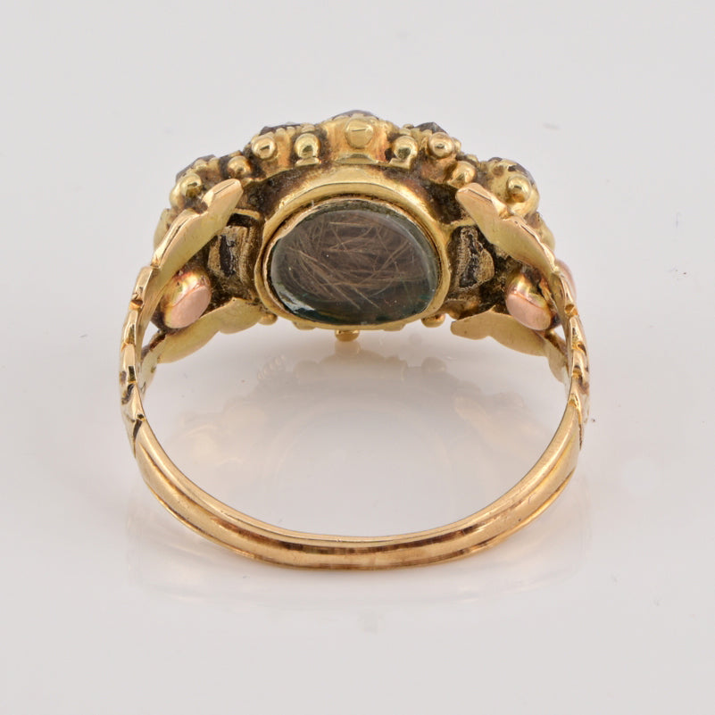 Antique Georgian 1.30ct Table Cut and Rose Cut Diamond Cluster Locket Mourning Ring Circa 1790 1810