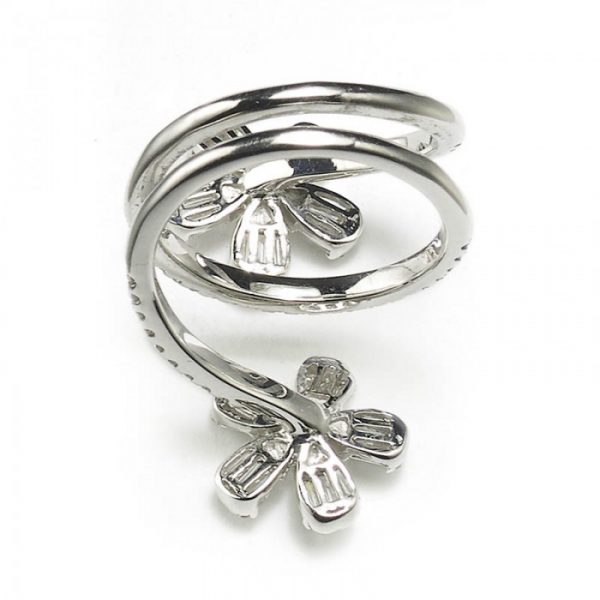 Modern Diamond Double Flower Dress Ring, 1.19 carats