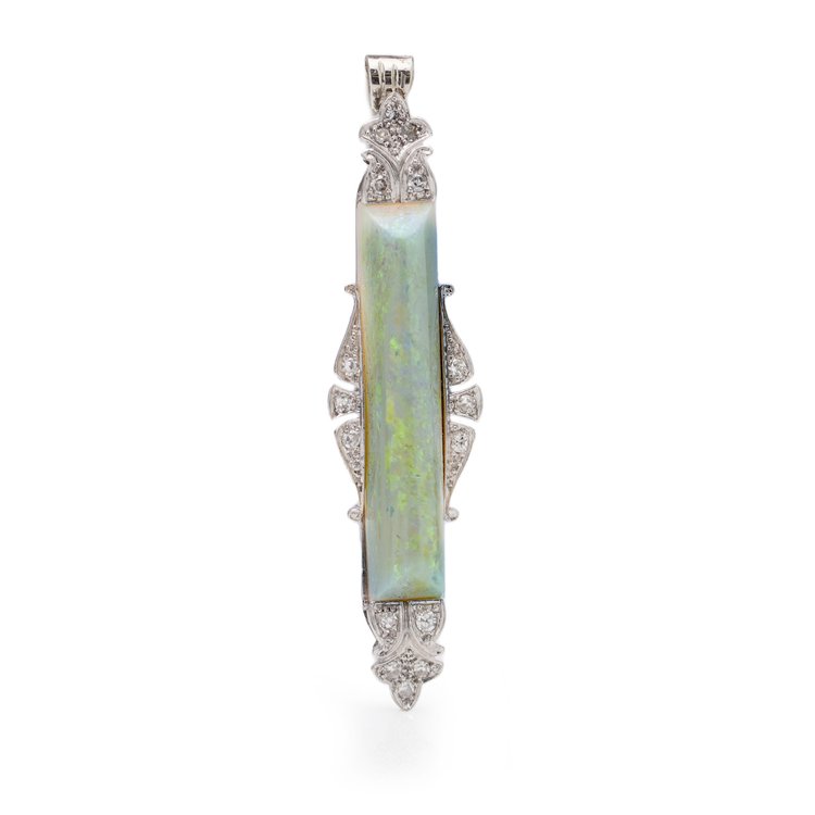 Vintage Opal and Diamond Pendant Brooch