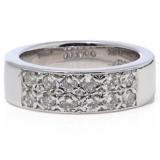 Vintage 0.60ct Diamond Set 18ct White Gold Unisex Band Ring