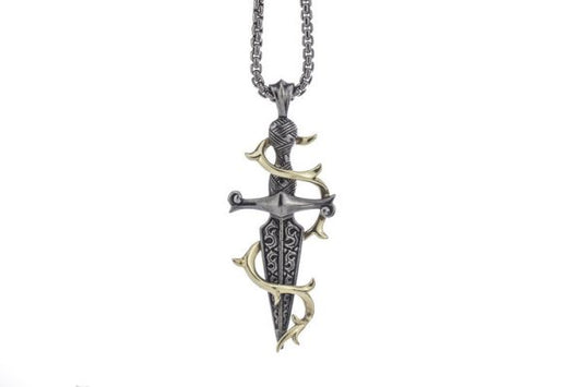 Stephen Webster 18ct Gold and Silver Dagger Necklace; striking necklace in the form of a dagger, 75cm in length. Made in 2000's.
