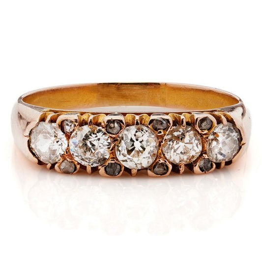 Antique Victorian Old Cut Diamond Five Stone Ring