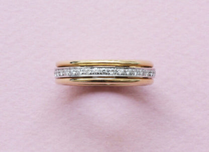 Diamond and 18ct Yellow Gold Spinning Full Eternity Ring; 18ct gold band ring with a turning inner eternity ring set with 0.40cts brilliant cut diamonds