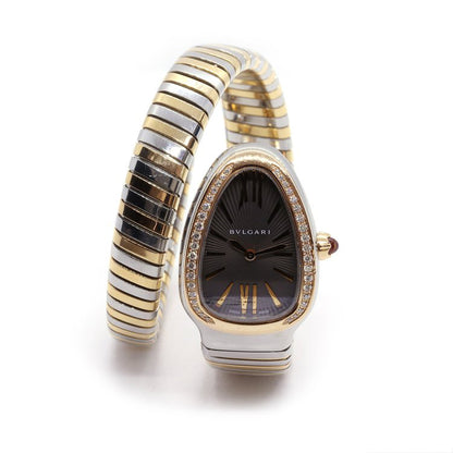 Bulgari Serpenti Tubogas Steel and Rose Gold Diamond Set Watch