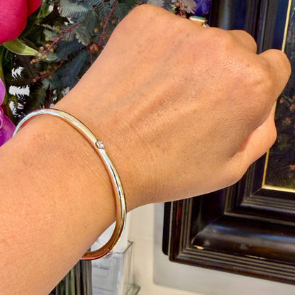 Diamond 14ct Solid Bangle Bracelet