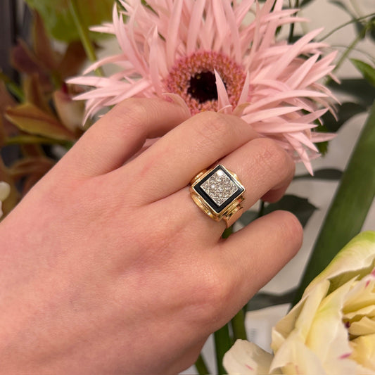 Diamond Onyx 14k Signet Ring 18557-9558