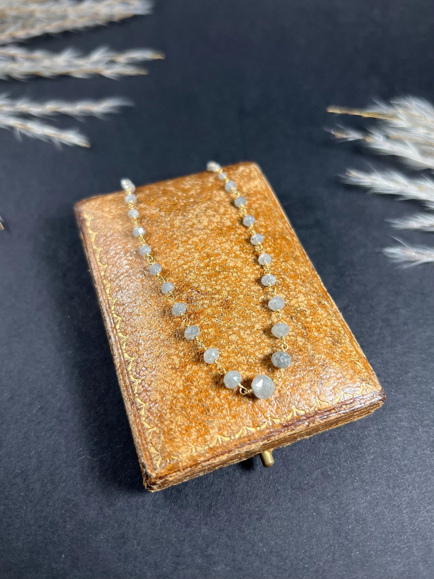 Vintage High Carat Gold Salt and Pepper Faceted Diamond Necklace, Circa 1990
